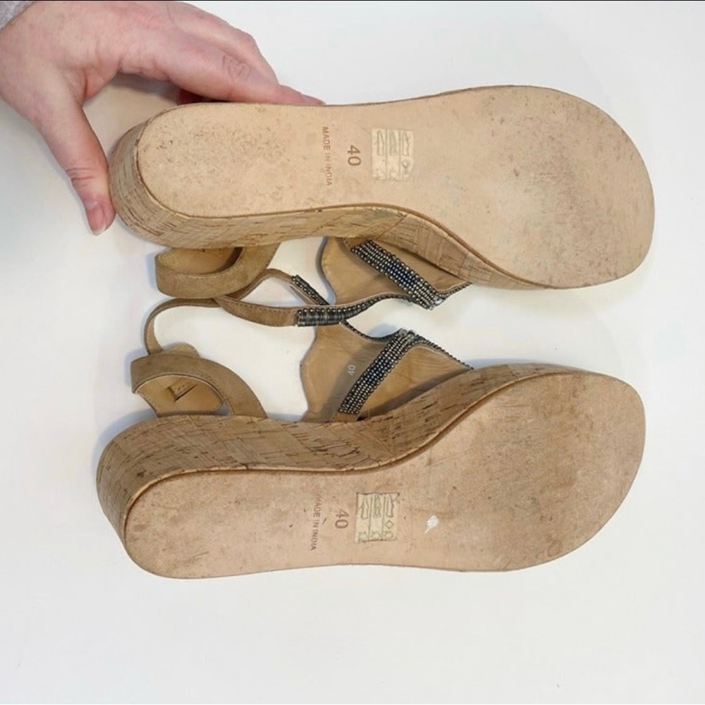 Anthropologie Jacey Beaded Wedge Sandal, Size 9 - Picture 5 of 7